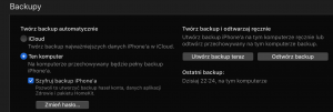Zaszyfrowane backupy w programie iTunes